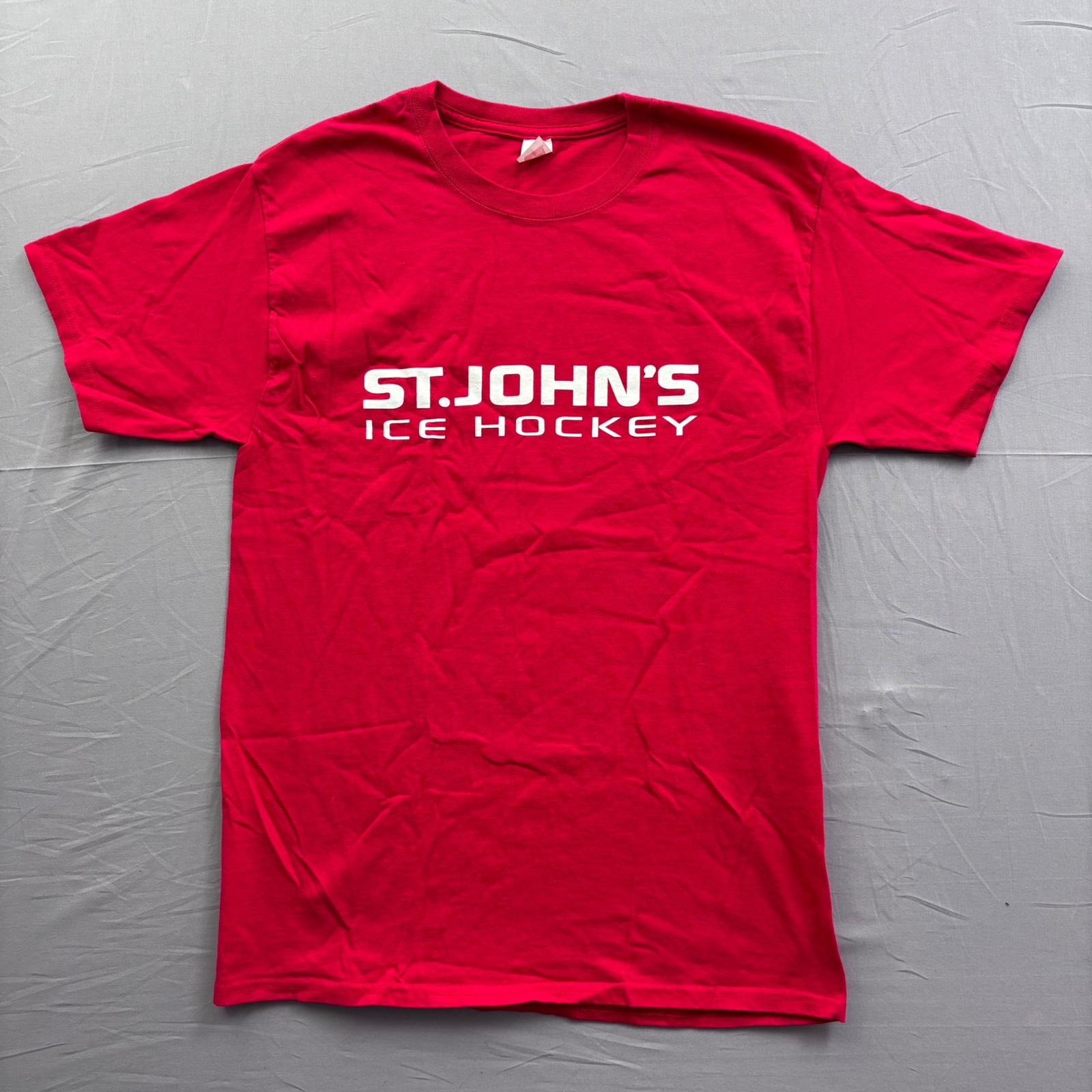 Hanes St Johns Ice Hockey T-Shirt Mens Red Graphic Paw Print Crew Neck Tee S